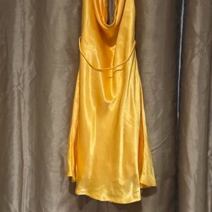 Zara Yellow Backless Satin Dress